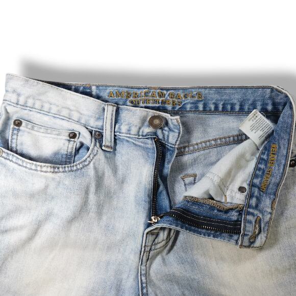 American Eagle Relaxed Straight Light Wash Core Flex Faded Denim Jeans 28x29 - Picture 5 of 11